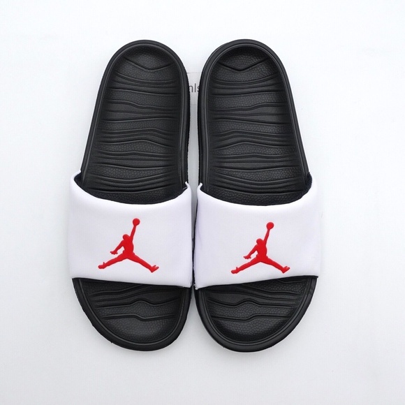 NEW Jordan Break Slide Sandals AR6374-016 Black/University Red/White - Picture 3 of 11